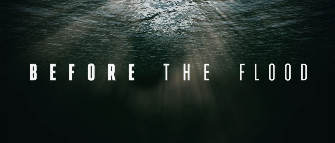 "Before the Flood" movie title, over water